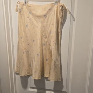 Elegant Cream Skirt with Subtle Blue Accents